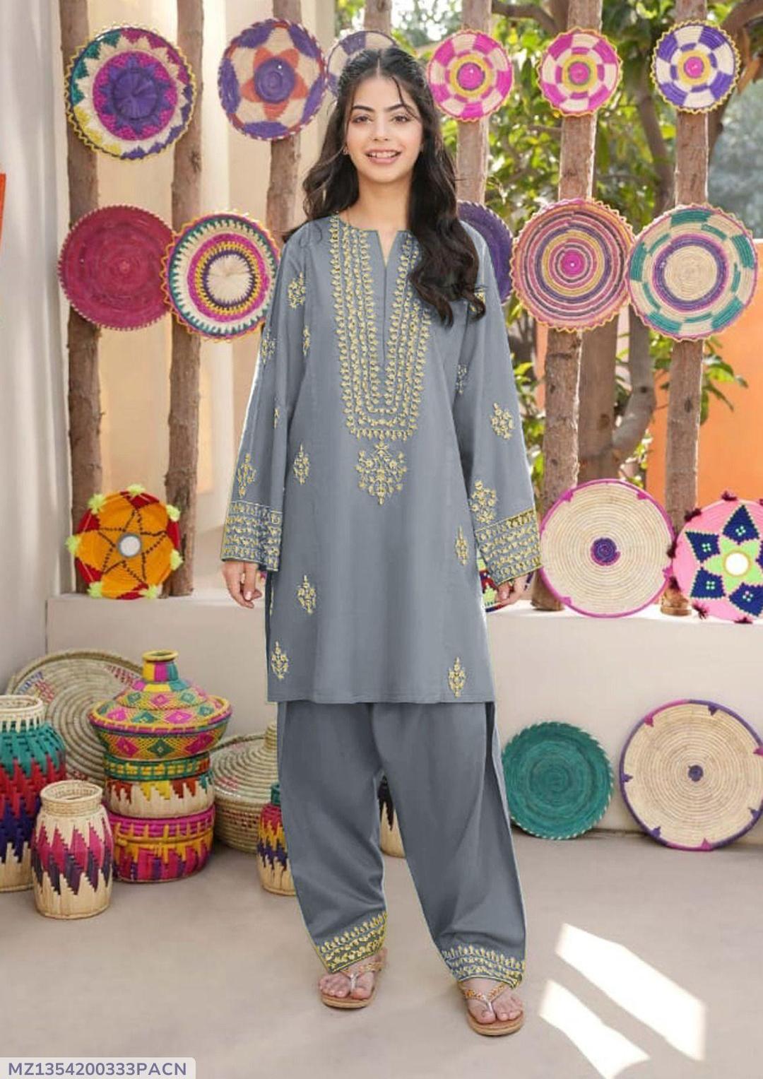 Little Elegance Silk Embroidered Suit