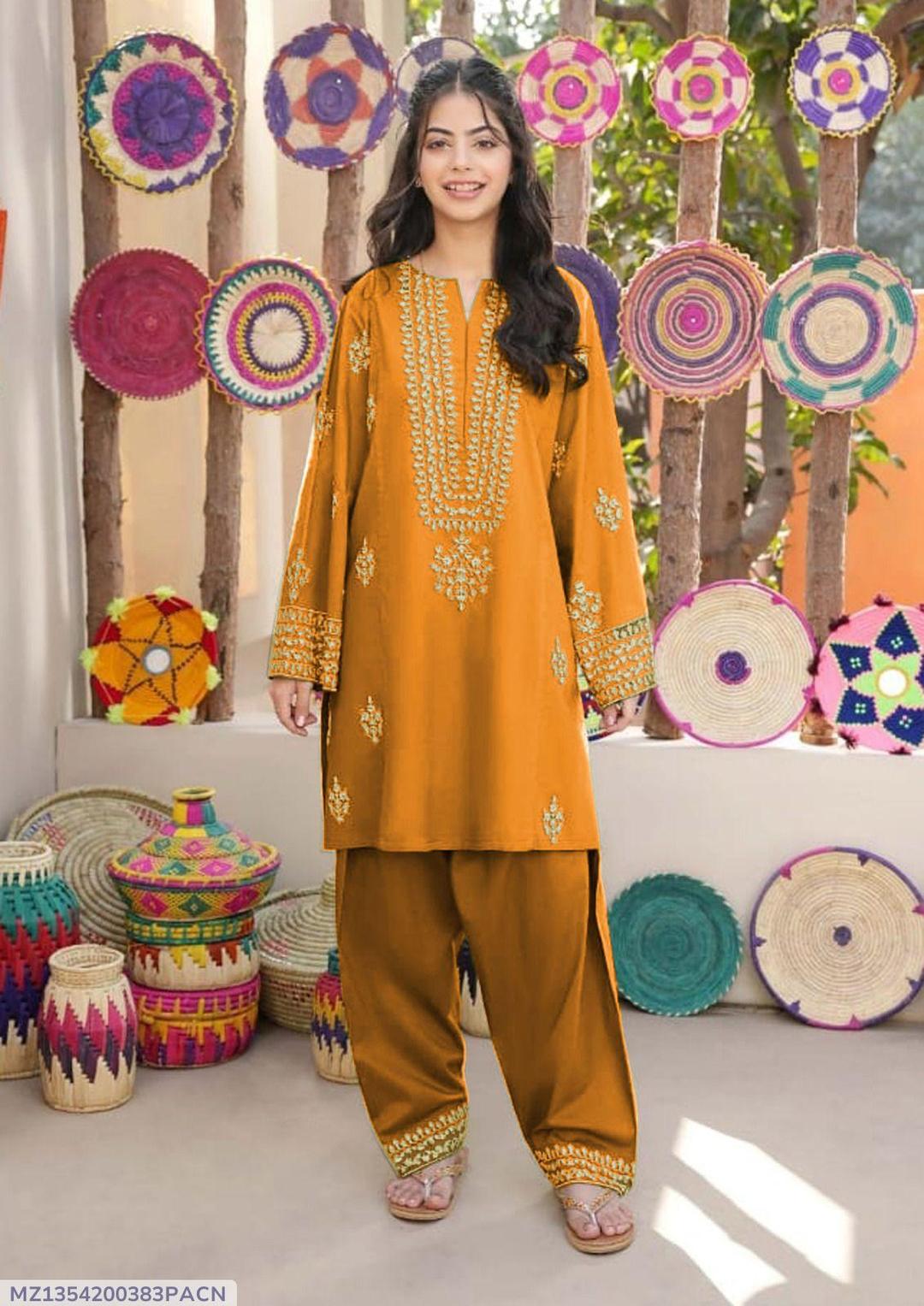 Little Elegance Silk Embroidered Suit