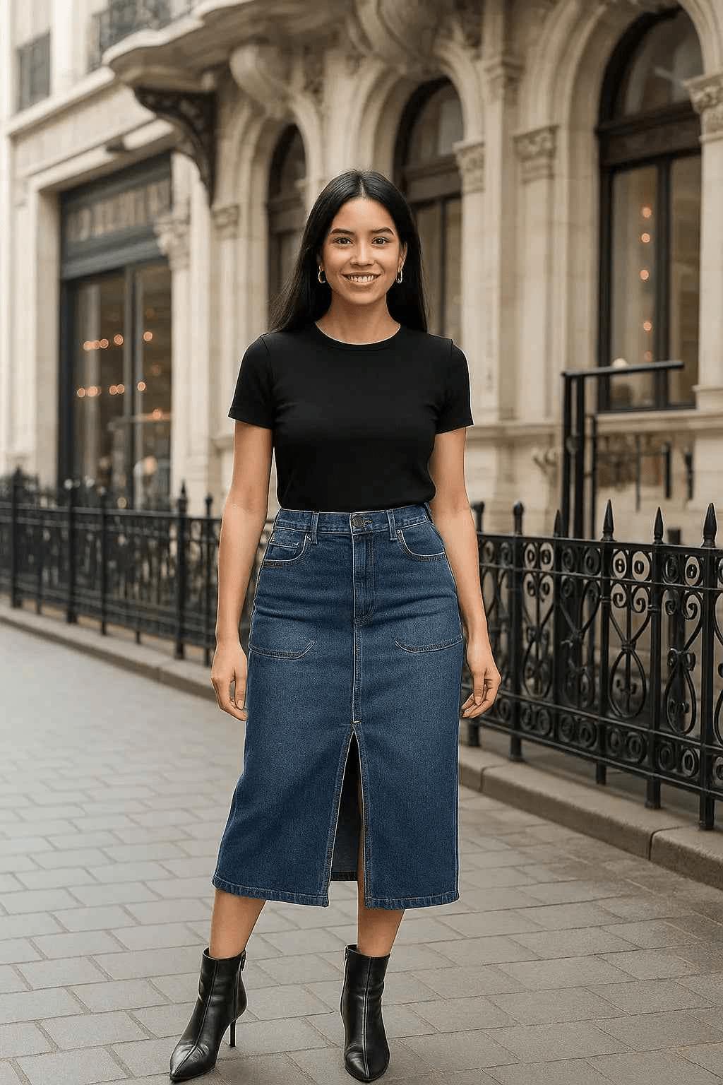 Blue Chic Denim Midi Skirt