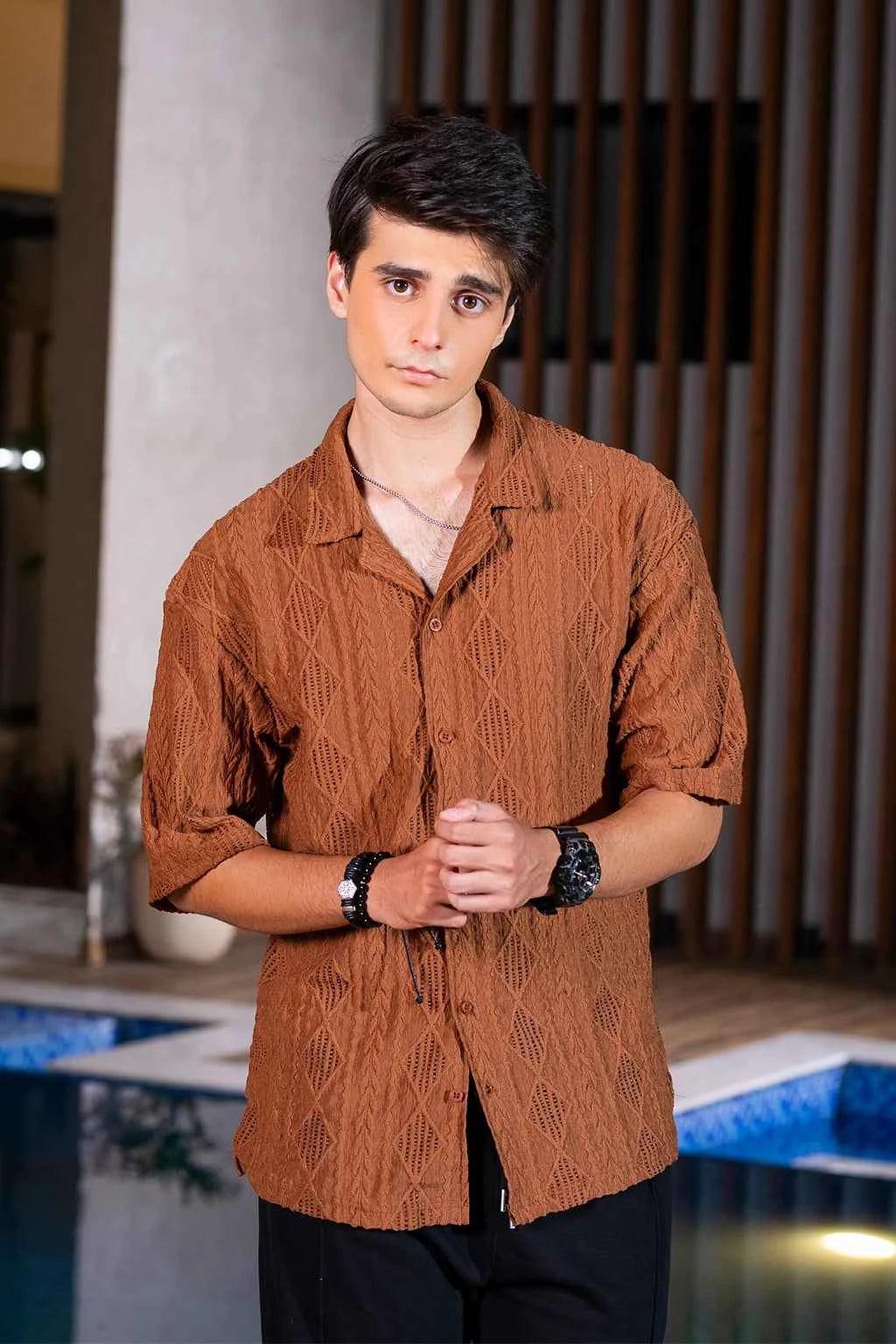 Rustic Brown Textured Shirt